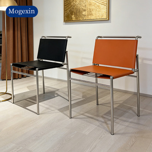 Chaise de salle à manger en cuir moderne Vente en gros Chaises de salle à manger de haute qualité durables Ensemble de 6 chaises Maison Bureau Villa Pieds en métal - Product Image 4