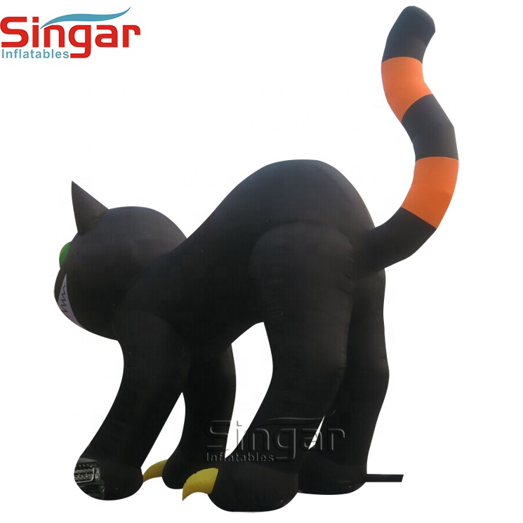 Décoration Halloween Gonflable 270cm - Chapeau Sorcière Avec Chat Et Citrouille, éclairage LED