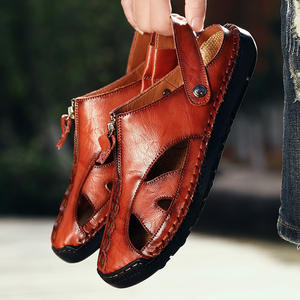 รองเท้าแตะหนังแท้สำหรับผู้ชาย, รองเท้าแตะหนังแท้สีน้ำเงินสวมใส่สบายทนทานไซส์47 48 - Product Image 4