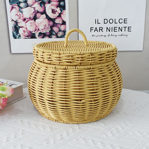 Cestino portaoggetti <span class=keywords><strong>moderno</strong></span> ed ecologico in plastica con coperchio per pane, frutta e snack - Uso domestico in cucina e soggiorno, ideale per il tavolino da caffè - Product Image 3