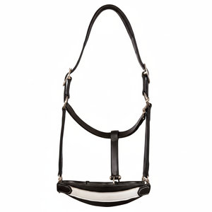 Licou de cheval anatomique en cuir anglais confortable de meilleure qualité avec coutures fantaisie et boucles en laiton - Product Image 1