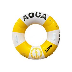 Striped Double Airbag Swim Ring Adult <b>Inflatable</b> Arm Floats for Water Safety with Handles - Product Image 1