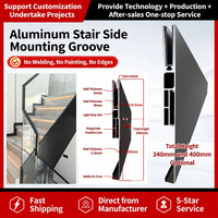 Rampe en verre sans cadre à fixation latérale, main courante d'escalier en alliage d'aluminium à profil en U pour balcon et terrasse intérieurs et extérieurs