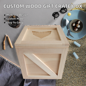 Engraved Logo Custom Pine <b>Wood</b> Rectangle <b>Crate</b> Lid Mini Shipping Gift <b>Box</b> for Craft and Candle Packaging/ - Product Image 2