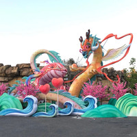 Décoration de parc extérieur Festival traditionnel chinois Lanterne en soie légère et animale Spectacle de lanterne Dragon