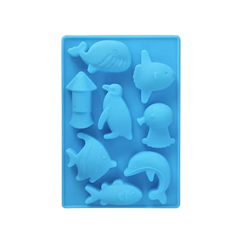 Sea Animals Ice Cube Mold Ocean Animals Whale Fish Dolphin Penguin Squid Silicone Mold for Baking Muffin Cake Chocolate Jelly