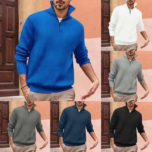 Nuova <span class=keywords><strong>Polo</strong></span> da Uomo Casual Autunno-Inverno con Zip e Collo Alto, Vendita Calda - Product Image 2