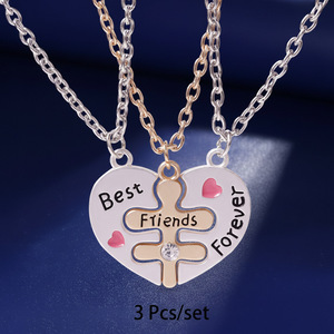 Collar al por mayor con diseño de sol, luna, nubes y estrellas, <span class=keywords><strong>serie</strong></span> Good Friends, con incrustaciones de diamantes, juego de 4 piezas, nueva colección. - Product Image 4