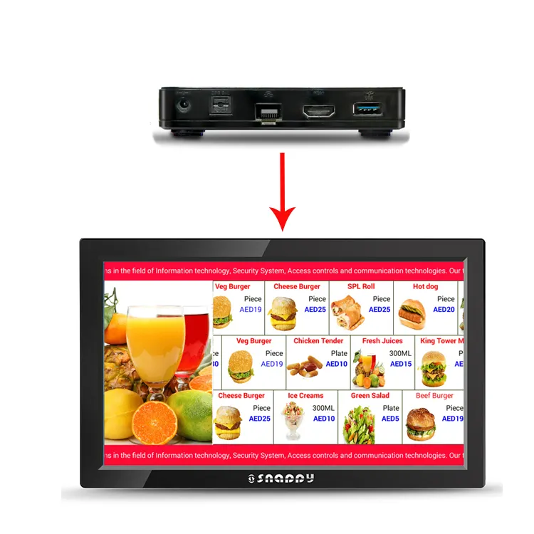 4KUHDポータブルデジタルサイネージプレーヤーレストランファーストフードデジタルLCDメニューボード3840x2160400Cd/m2Android6.0内蔵2GB