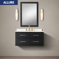 Meuble-lavabo de salle de bain en MDF avec un seul lavabo, design intérieur Allure, noir