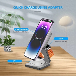 แท่นชาร์จไร้สายแบบพับได้ 3-in-1 พร้อมไฟ LED สำหรับ iPhone และนาฬิกา - Product Image 6