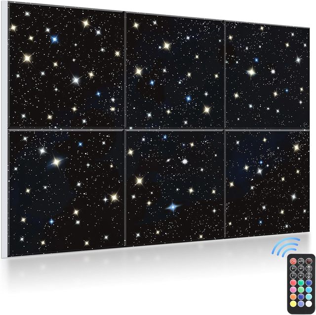 Solid Color Colorful Fiber Optic Acoustic Panels for Modern Hotels Remote Control Ambient Star Light Heat Stretch Graphic Design