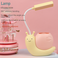 Lampe de bureau LED pour enfants avec porte-stylo, lampe d'étude flexible en forme d'escargot mignon, lampe de lecture pour chambre à coucher et école