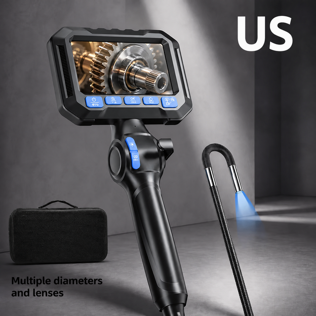 Z90 Portable Industrial Endoscope Professional 2-Ways 360 Steering Articulating Inspection Borescope Mini Camera HD Light Source