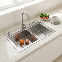 Robinet d'évier de cuisine encastré en acier inoxydable 304, design moderne carré, surface noire résistante aux rayures pour légumes