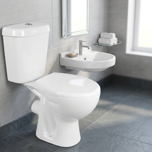 WC moderne à double chasse à débit double, ensemble de sanitaires en céramique pour salle de bain avec lavabo mural - Product Image 6