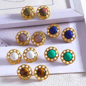 Pendientes de Piedra Natural Vintage para Mujer, Estilo Palacio, Chapados en Oro, Geométricos, Joyería Retro Boho 2026 - Product Image 2