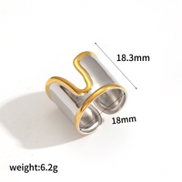 Bague Unisexe Gaovo Personnalisée en Acier Inoxydable Plaqué Or 18 carats, Style Rétro Européen et Américain, Forme Géométrique Irrégulière en U