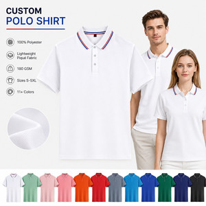 Polo de performance 100 % polyester avec logo personnalisé, col contrastant, séchage rapide, uniforme de golf unisexe, tailles S-5XL, blanc, vente en gros - Product Image 1