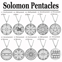 Collier Jupiter, sceau de Salomon, pentacles de Jupiter, Mars, Mercure, Lune, Saturne, Soleil, Vénus, talisman, pendentif, collier en acier inoxydable
