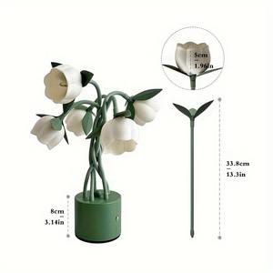 Lámpara de Mesa Pequeña de Lujo Minimalista Nórdica con 5 Flores, Interruptor Táctil TIPO-C y Pantallas de Acrílico para Salas de Lectura y Dormitorios - Product Image 6