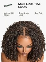 Perruque frontale afro en dentelle HD sans colle, synthétique, 12 pouces, 11x4, densité 200%, micro-torsades bouclées avec cheveux volumineux