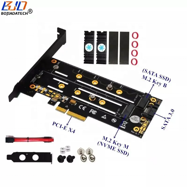 PCIe X4 PCI-E 3.0 4X to M.2 NGFF Key-B Key-M Adapter Expansion Card With Heatsink for 2280 M2 NVME SATA SSD