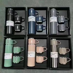 Ensemble cadeau de <span class=keywords><strong>thermos</strong></span> isotherme en acier inoxydable de 500 ml avec logo personnalisé, 2 tasses, pour cadeaux promotionnels d'entreprise - Product Image 4