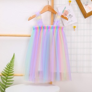 Robes en tulle arc-en-ciel sans manches à bretelles multicolores pour filles, vente en gros, robes tutu d'été pour bébés filles - Product Image 4