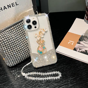 Luxe Strass Vase Couverture Mobile avec Cristal Perle Sangle Téléphone étui pour iphone 15 14 Samsung S24 S23 A34 A54 - Product Image 3