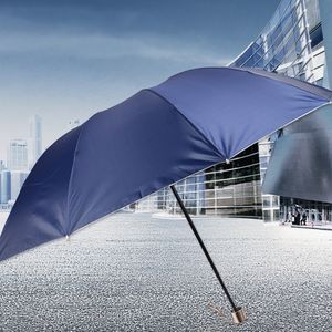 Parapluie manuel classique à trois plis, 21 pouces, <span class=keywords><strong>8</strong></span> baleines, argenté, transparent, anti-pluie et anti-soleil, manche court, personnalisable, cadeaux d'affaires quatre saisons - Product Image 1