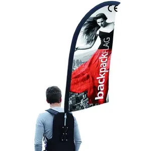 Spanduk Bendera Promosi Kualitas Tinggi Bendera Ransel Iklan Luar Ruangan dengan Tiang dan Tas