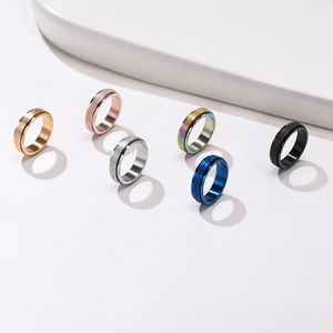 Anillo Giratorio Antiestrés de Moda, Colorido, de Acero Inoxidable Esmerilado, Joyería para Hombre y Mujer, Venta al Por Mayor - Product Image 2
