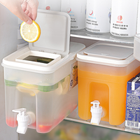 Carafe à eau rectangulaire en PP de 4 L avec robinet, infuseur à citron, écologique, sans BPA, distributeur de boissons pour réfrigérateur, couvercle, infuseur à glace