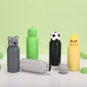 350ml 500ml Cute Cartoon Animal Silicone Lid Stainless Steel Eco-Friendly Double Wall Vacuum Insulated Kids <b>Bottle</b> 12-24 Hours - Product Image 5