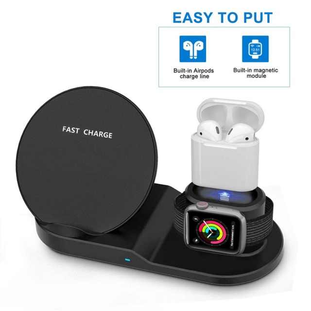 High Tech Elegant Electric 18W QC2.0 Wireless Charger with 9V/2A Input for Phone & Iwatch FCC Certified 3-in-1 Mobile Charger