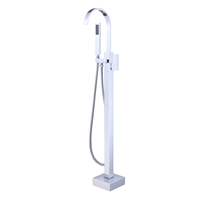 Robinet de bain et douche au sol Salle de bain équipée d'une douche à main Robinet de douche à effet pluie en laiton sur pied