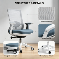 Chaise de bureau rotative en maille réglable avec design ergonomique pour la maison et le bureau, réglage de la hauteur pour l'ergonomie du corps humain