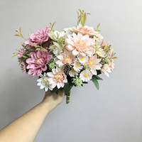 Bouquet de dahlias et marguerites artificielles en soie sur mesure pour mariage, décoration intérieure, fleurs artificielles OEM ODM