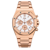 Reloj Cronógrafo de Lujo para Hombre en Acero Inoxidable, Acabado Resistente al Agua, Movimiento de Cuarzo Seiko, Fecha Automática, Caja de 40 mm