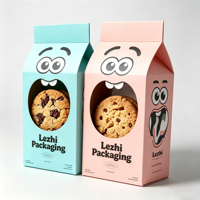 Boîte d'emballage en papier pour biscuits et gâteaux avec fenêtre, design personnalisé avec logo, mignonne, pour biscuits pour enfants, pâtisserie, dessert, boîte en carton