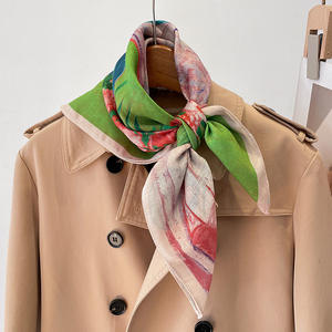 Automne marque de luxe coton laine soie Hijab écharpe femmes velours carré foulards imprimé châles enveloppes cheveux couverture foulard femmes - Product Image 4