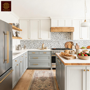 Custom Luxury Modern Solid Wood Shaker Style <strong>Kitchen</strong> Pantry Cupboard Farmhouse White <strong>Modular</strong> <strong>Kitchen</strong> Cabinets with Sink - Product Image 2