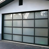 Puerta de Garaje Seccional Plegable Antirrobo de Aluminio Negro Mate con Panel Elevado, Aislada, Automática, para Entrada de Almacén Exterior