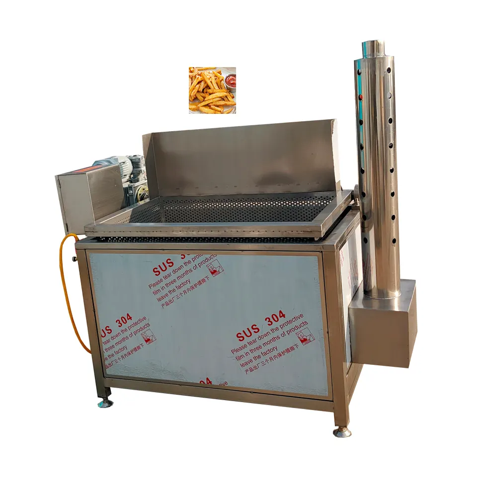 गहरी मूंगफली लहसुन सतत चिप्स फलाफेल फ्राइंग फ्राइड चिकन मशीन स्टेनलेस स्टील लकड़ी के केस रेस्तरां उपकरण 1 सेट