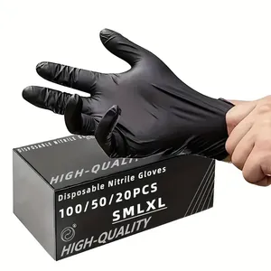 Gants jetables en Nitrile noir, 100/50/20 pièces, pour le nettoyage de la salle de bain, de la cuisine, de la vaisselle, du Nail Art et de la beauté - Product Image 1