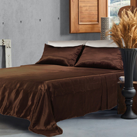 Parure de draps HONI en satin 100 % polyester, écologique, luxueuse, douce et lisse, respirante pour la peau, similaire à la soie, avec poches profondes