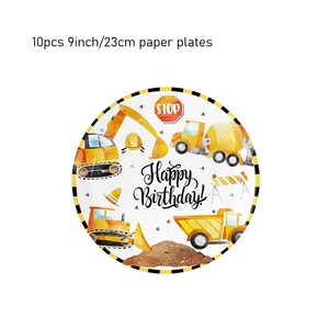 Set di Stoviglie a Tema Cartoni Animati per Feste di <span class=keywords><strong>Compleanno</strong></span> dei Bambini, Kit con Veicoli da Costruzione per Ragazzi e Ragazze, Ideale per San Valentino - Product Image 4