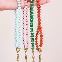 Nouveau collier en acier inoxydable naturel avec fermoir marin, perles multicolores en verre arc-en-ciel et jade, et breloque poisson DIY