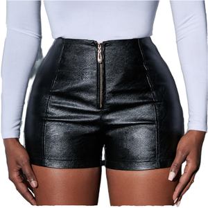 2026 Women's High-Waisted A-Line Polyester Woven Shorts Casual Versatile Black Skinny Breathable Streetwear Sexy <b>Aesthetic</b> - Product Image 1